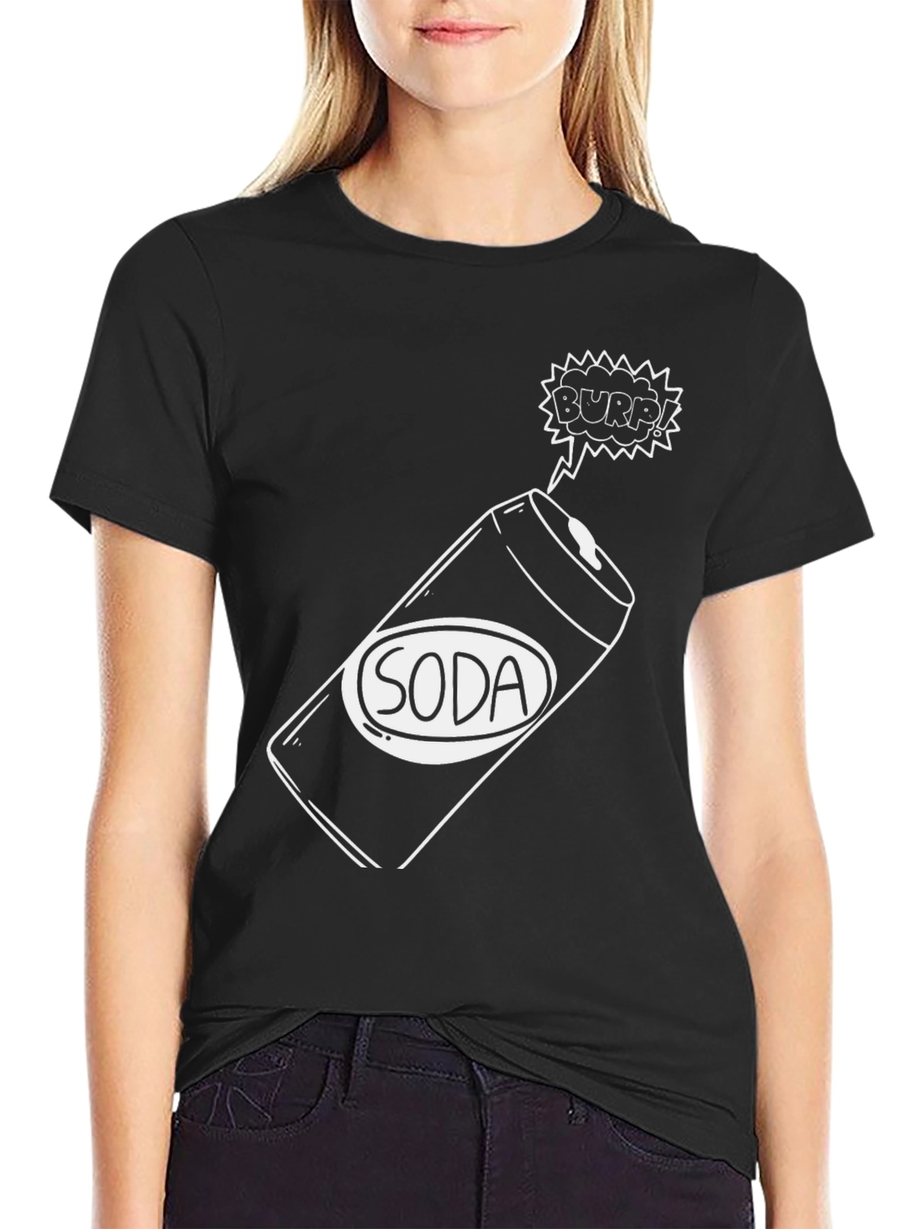Soda Burp! Black Graphic Tee Shirt - Humor