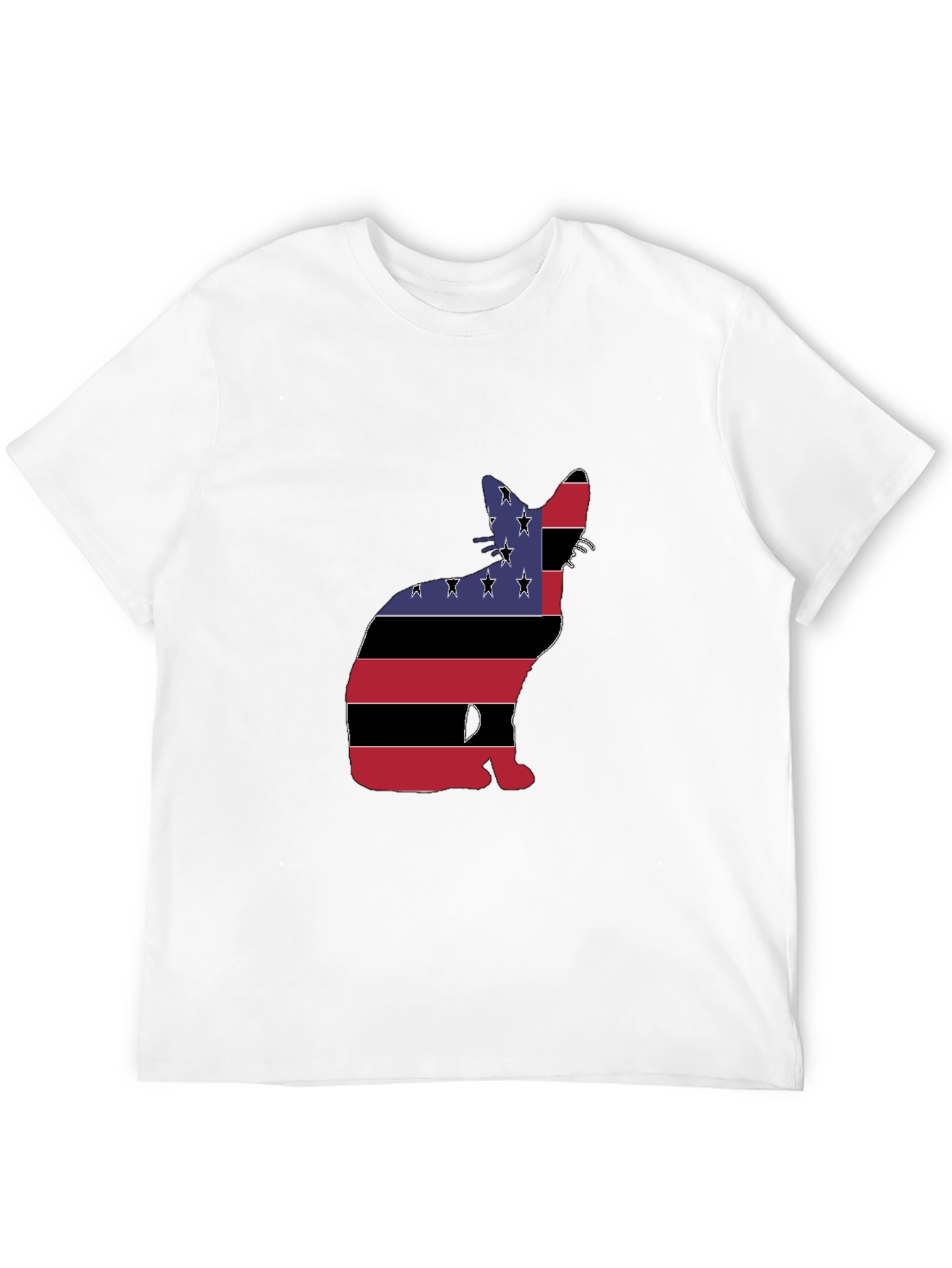 American Flag Cat Graphic Tee - Black