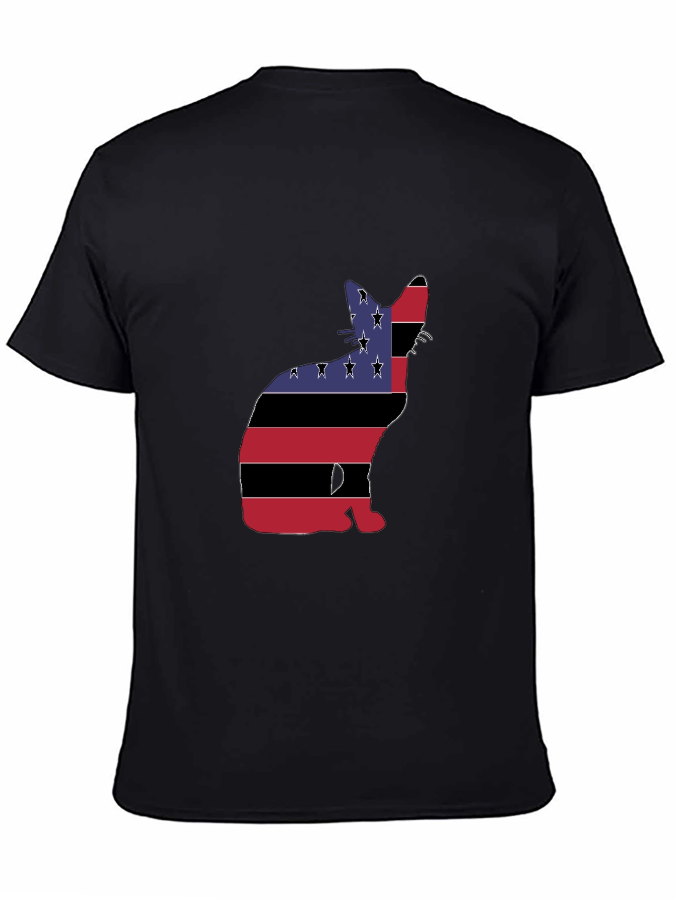 American Flag Cat Graphic Tee - Black