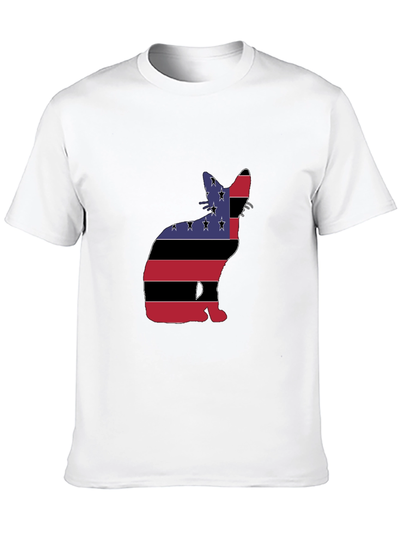 American Flag Cat Graphic Tee - Black