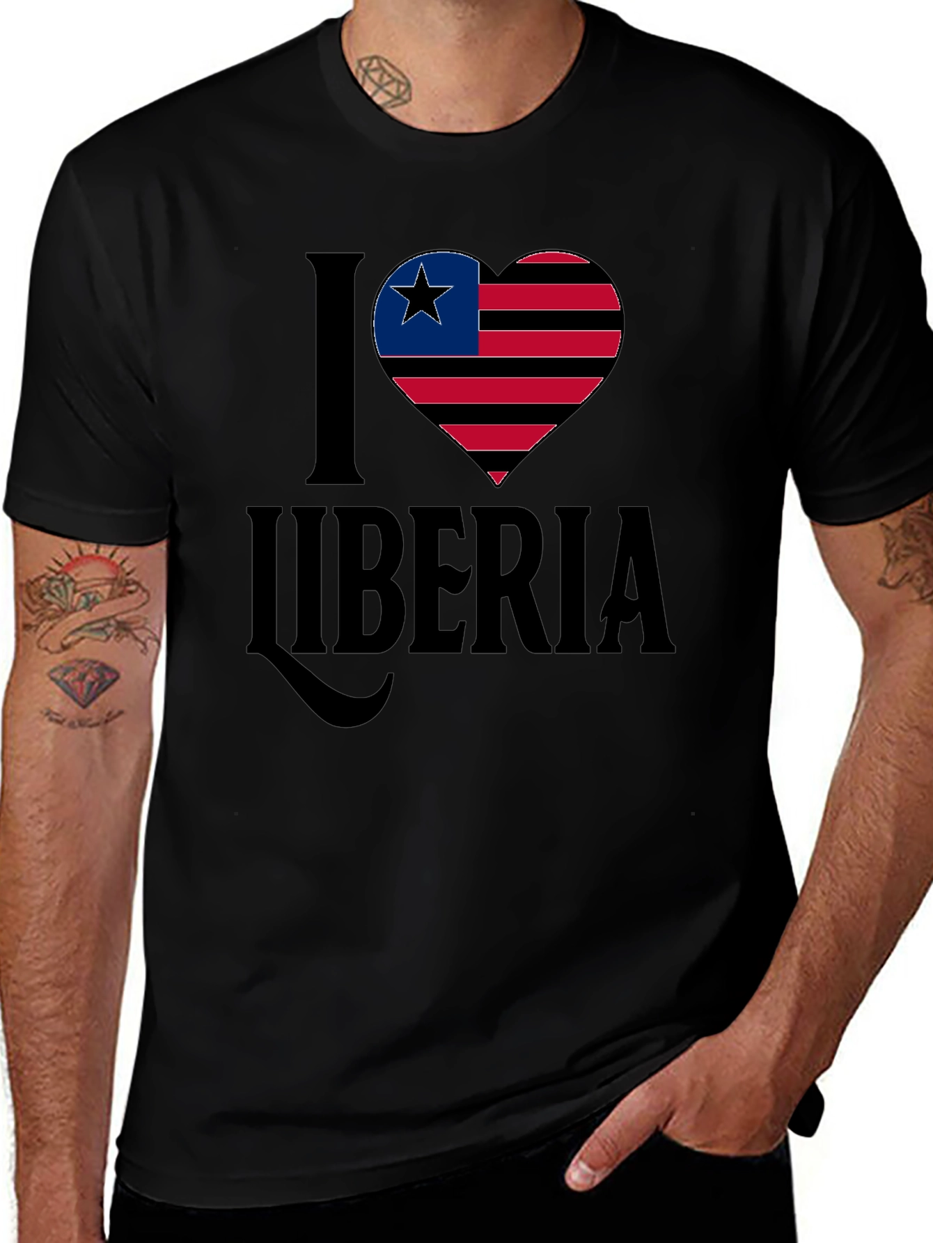 I Love Liberia T-Shirt Flag Heart Design