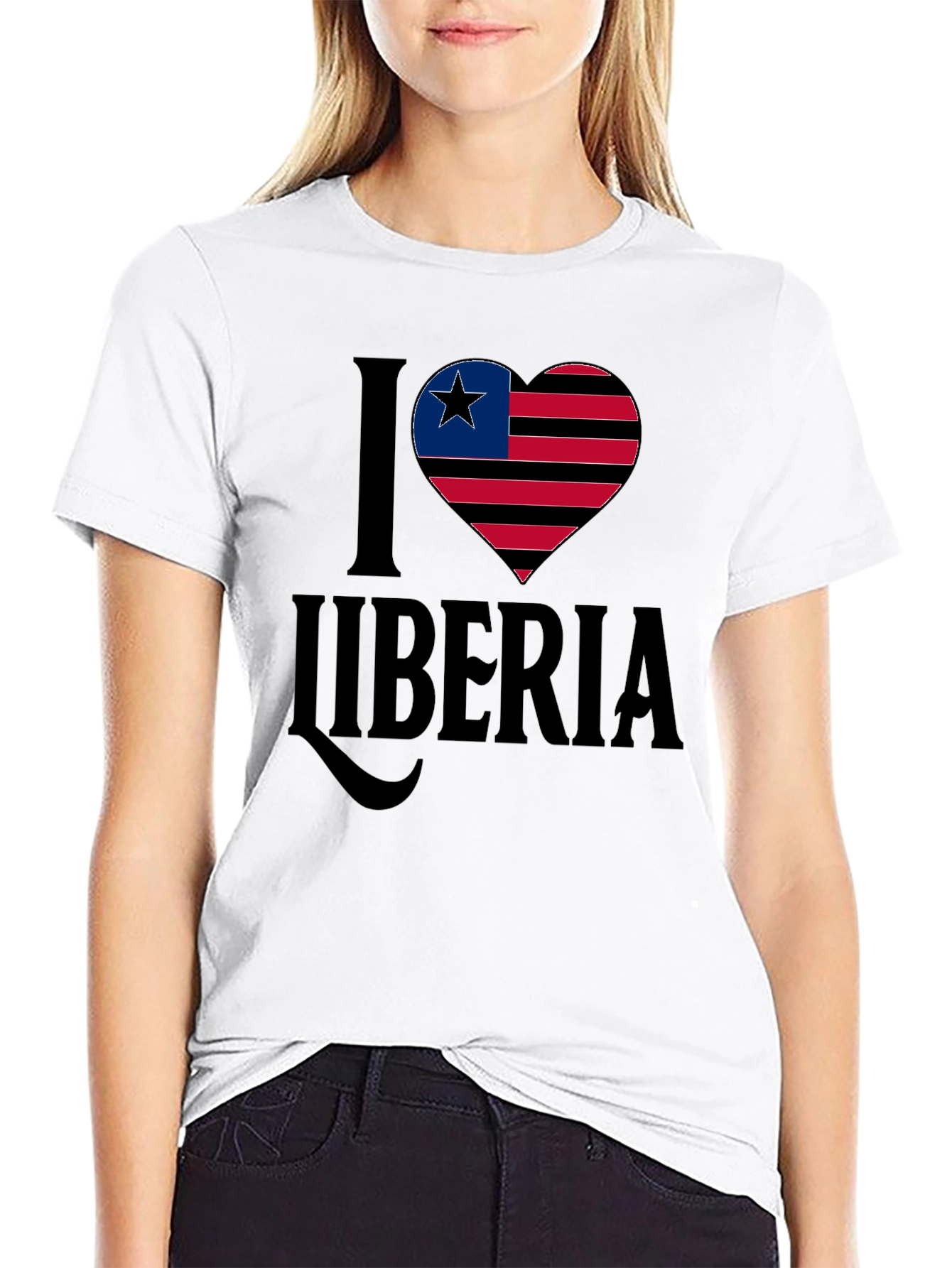 I Love Liberia T-Shirt Flag Heart Design