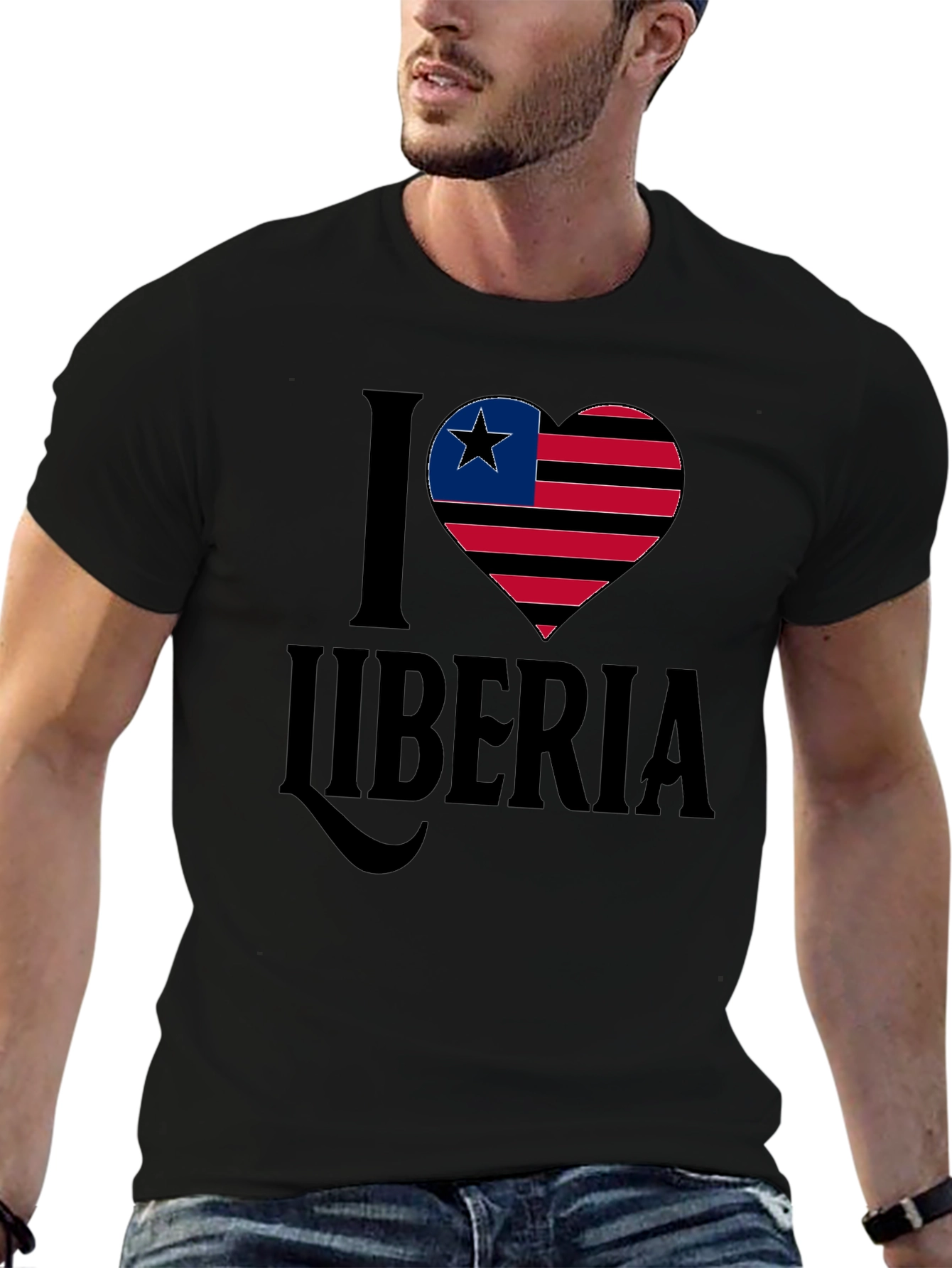 I Love Liberia T-Shirt Flag Heart Design