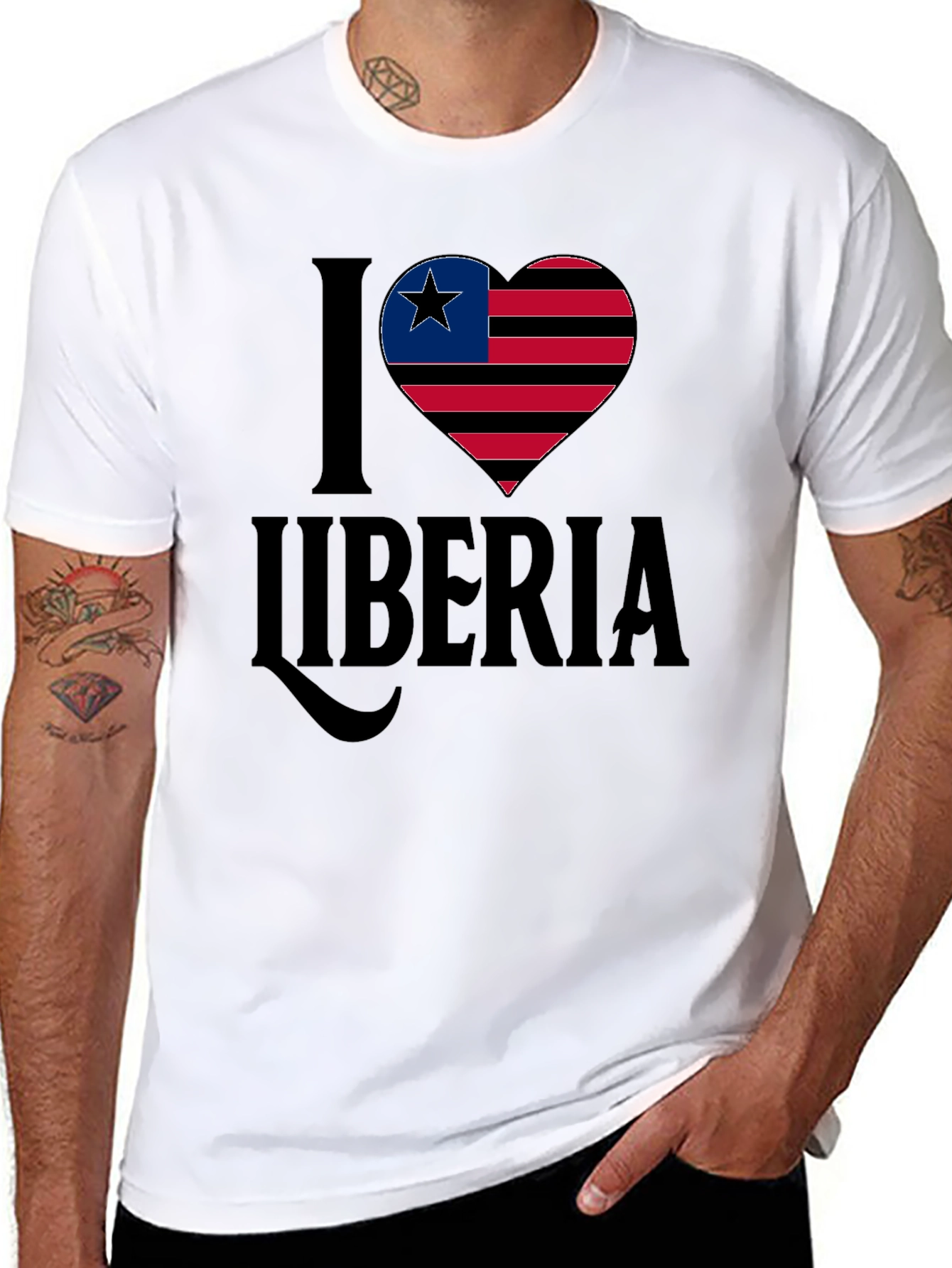 I Love Liberia T-Shirt Flag Heart Design