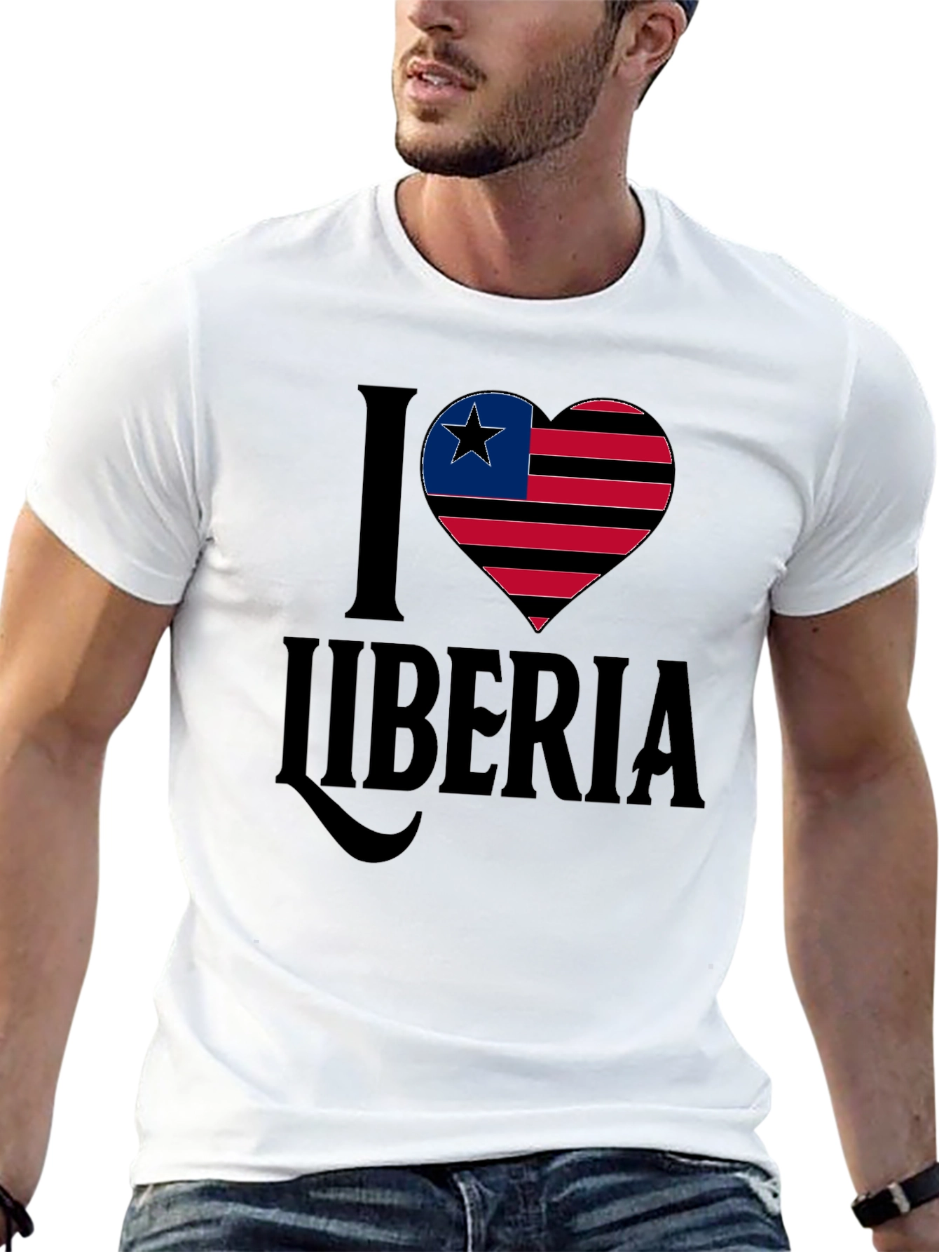 I Love Liberia T-Shirt Flag Heart Design