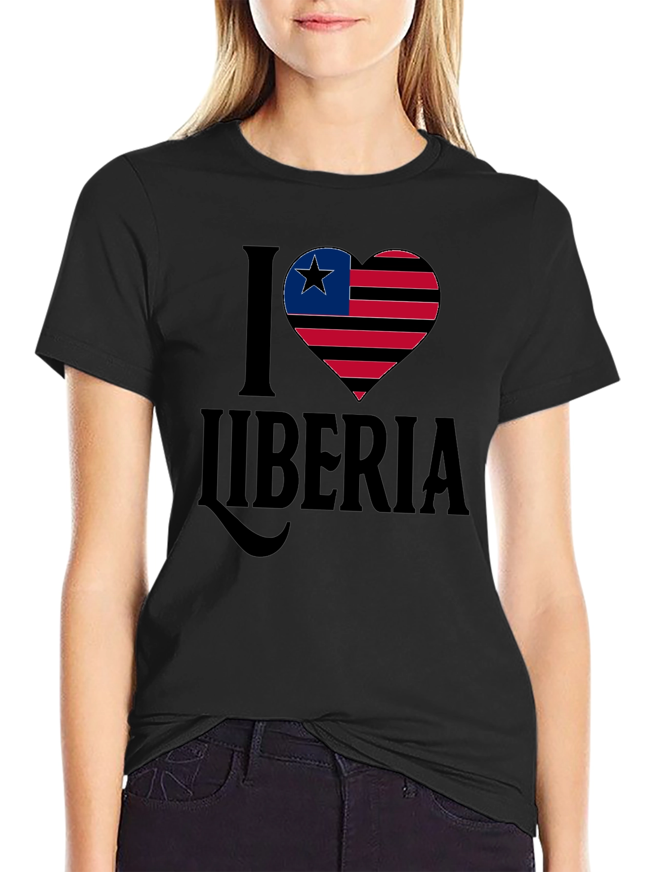 I Love Liberia T-Shirt Flag Heart Design