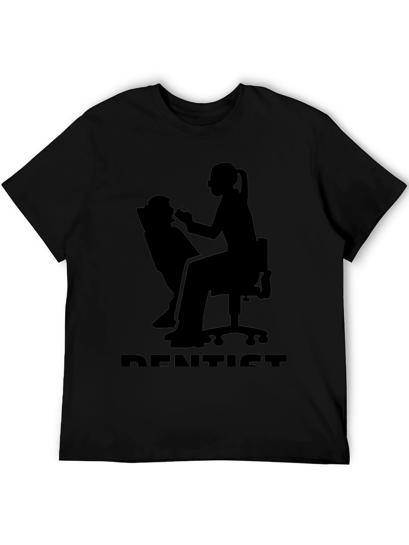 Dentist Silhouette Graphic T-Shirt - Black Cotton Tee