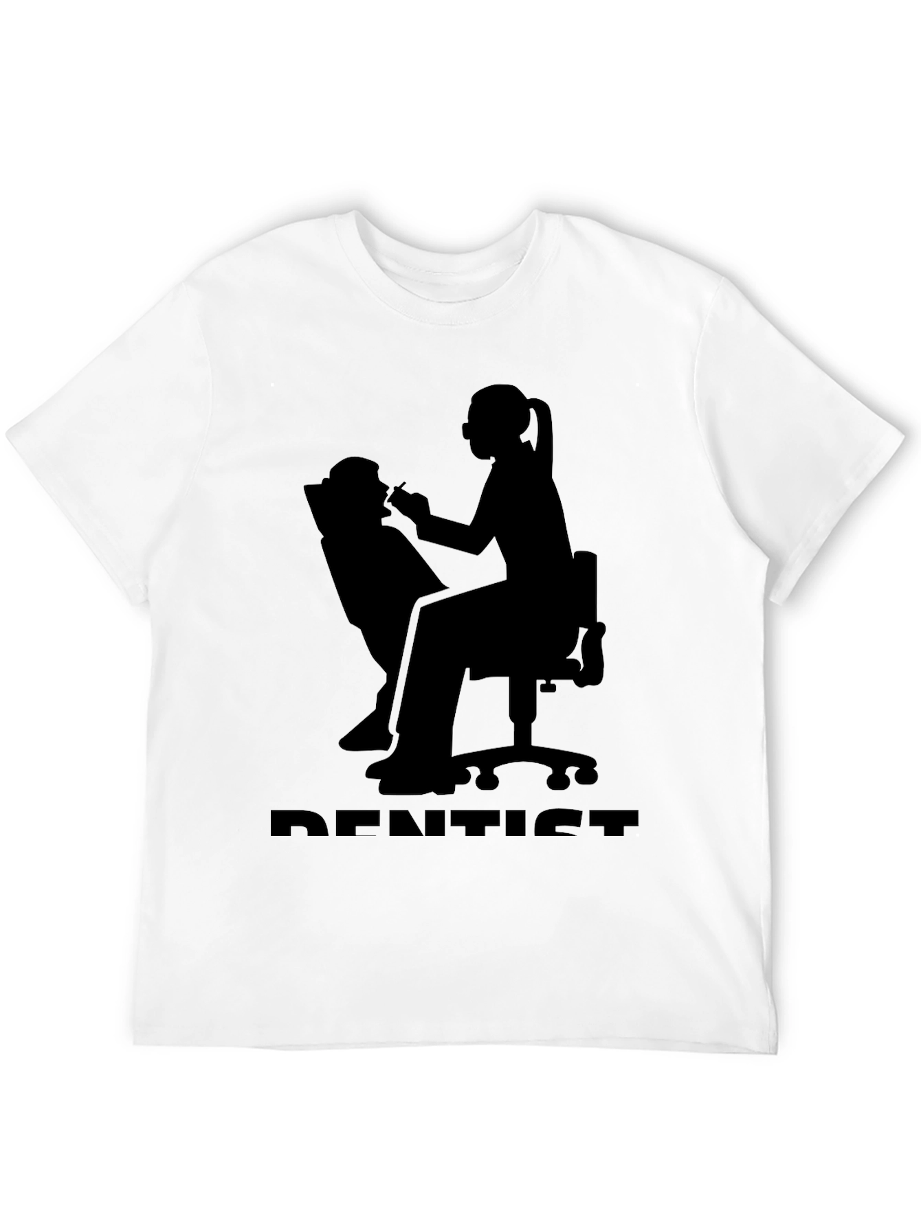 Dentist Silhouette Graphic T-Shirt - Black Cotton Tee