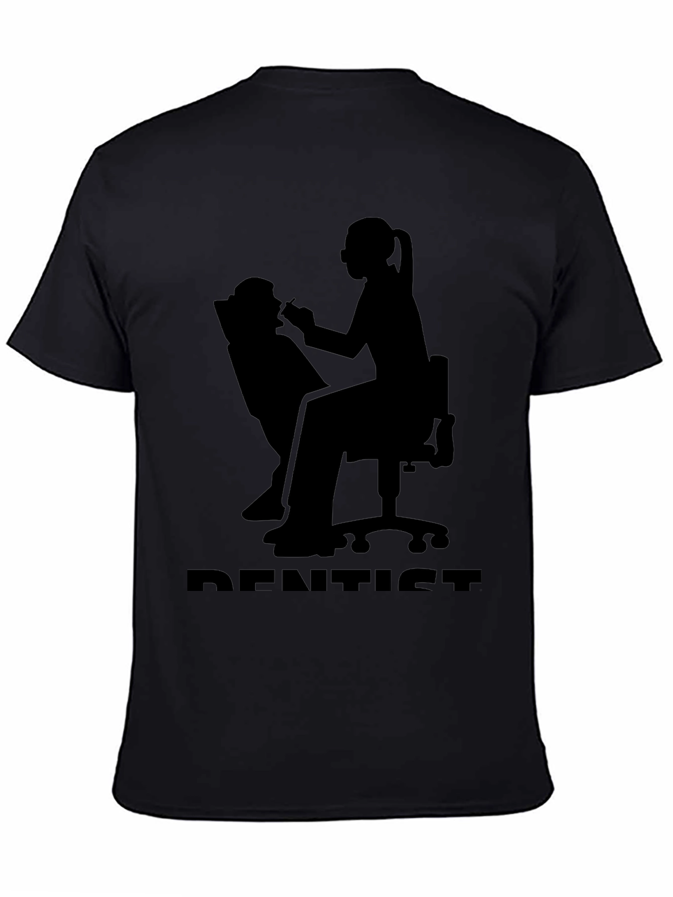Dentist Silhouette Graphic T-Shirt - Black Cotton Tee