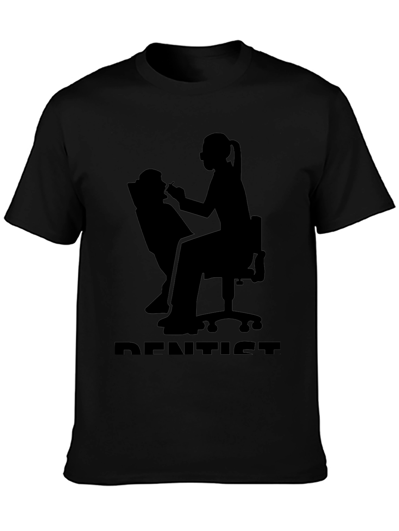 Dentist Silhouette Graphic T-Shirt - Black Cotton Tee