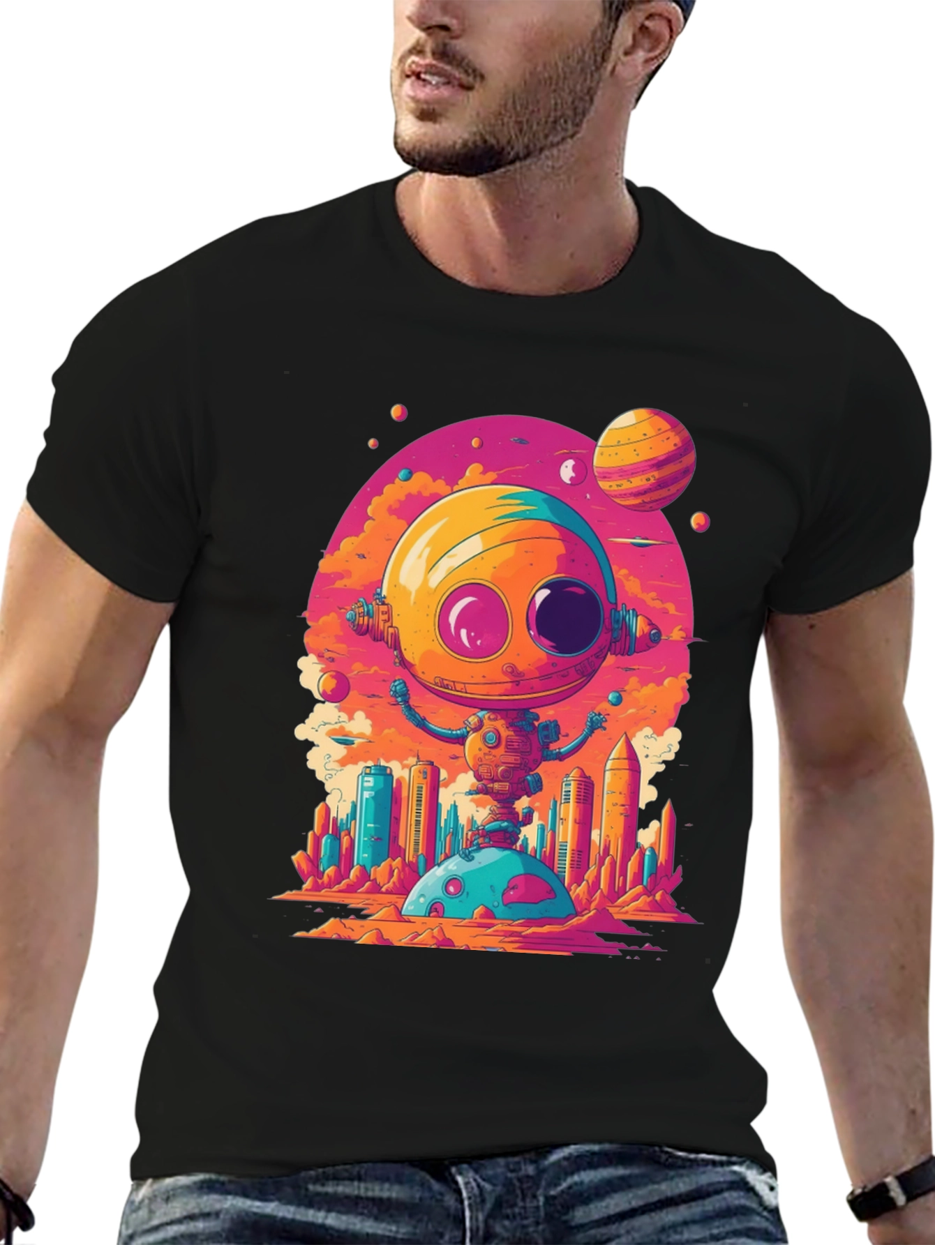 Sci-Fi Robot T-Shirt - Retro Space Design