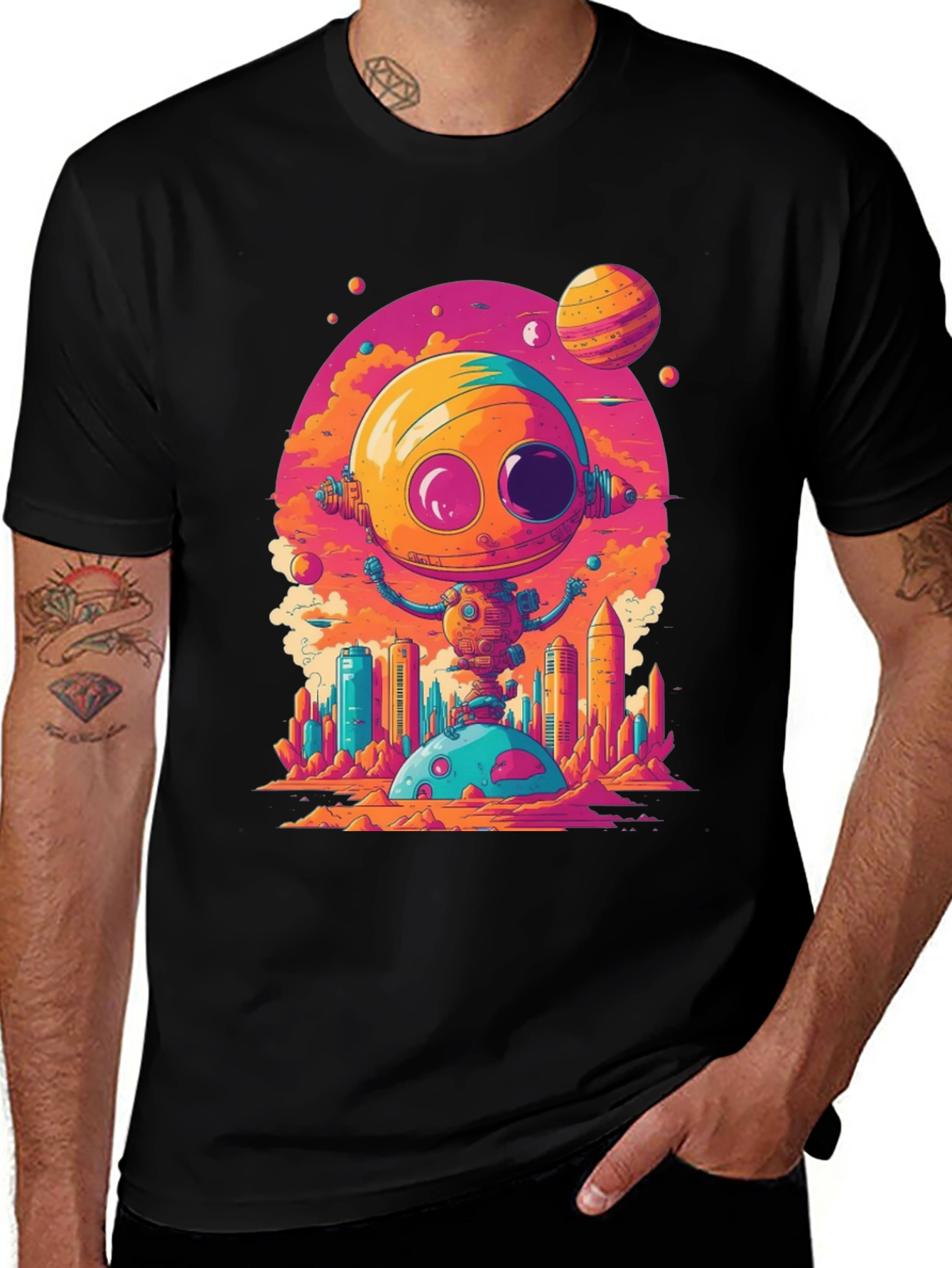 Sci-Fi Robot T-Shirt - Retro Space Design
