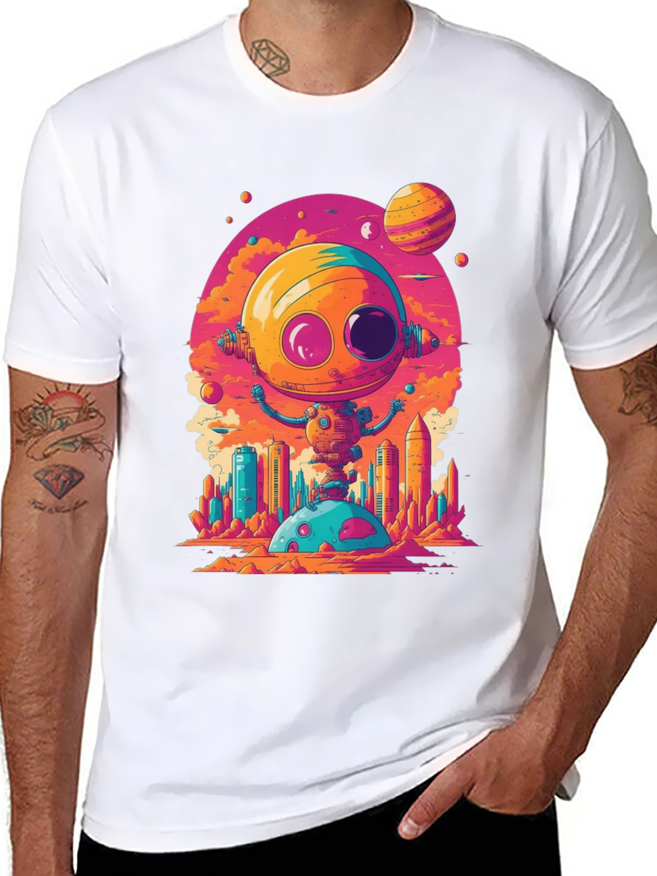 Sci-Fi Robot T-Shirt - Retro Space Design
