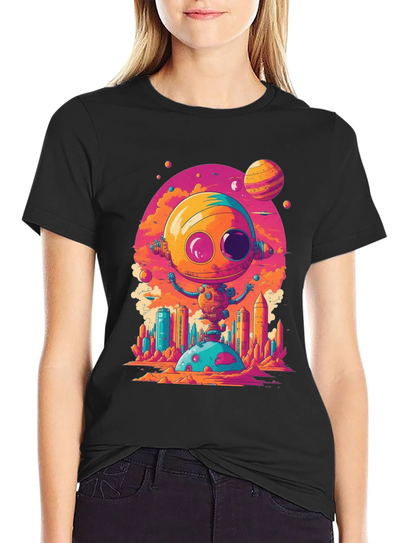 Sci-Fi Robot T-Shirt - Retro Space Design