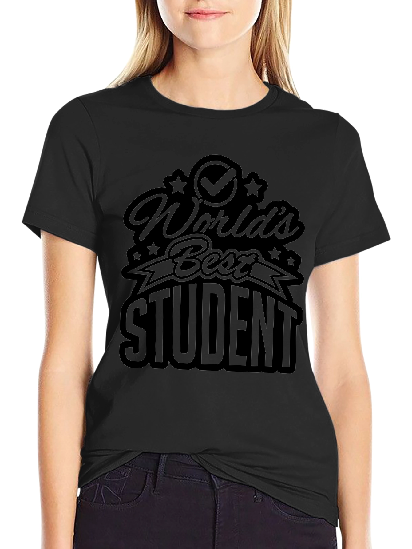 Worlds Best Student Black Graphic T-Shirt