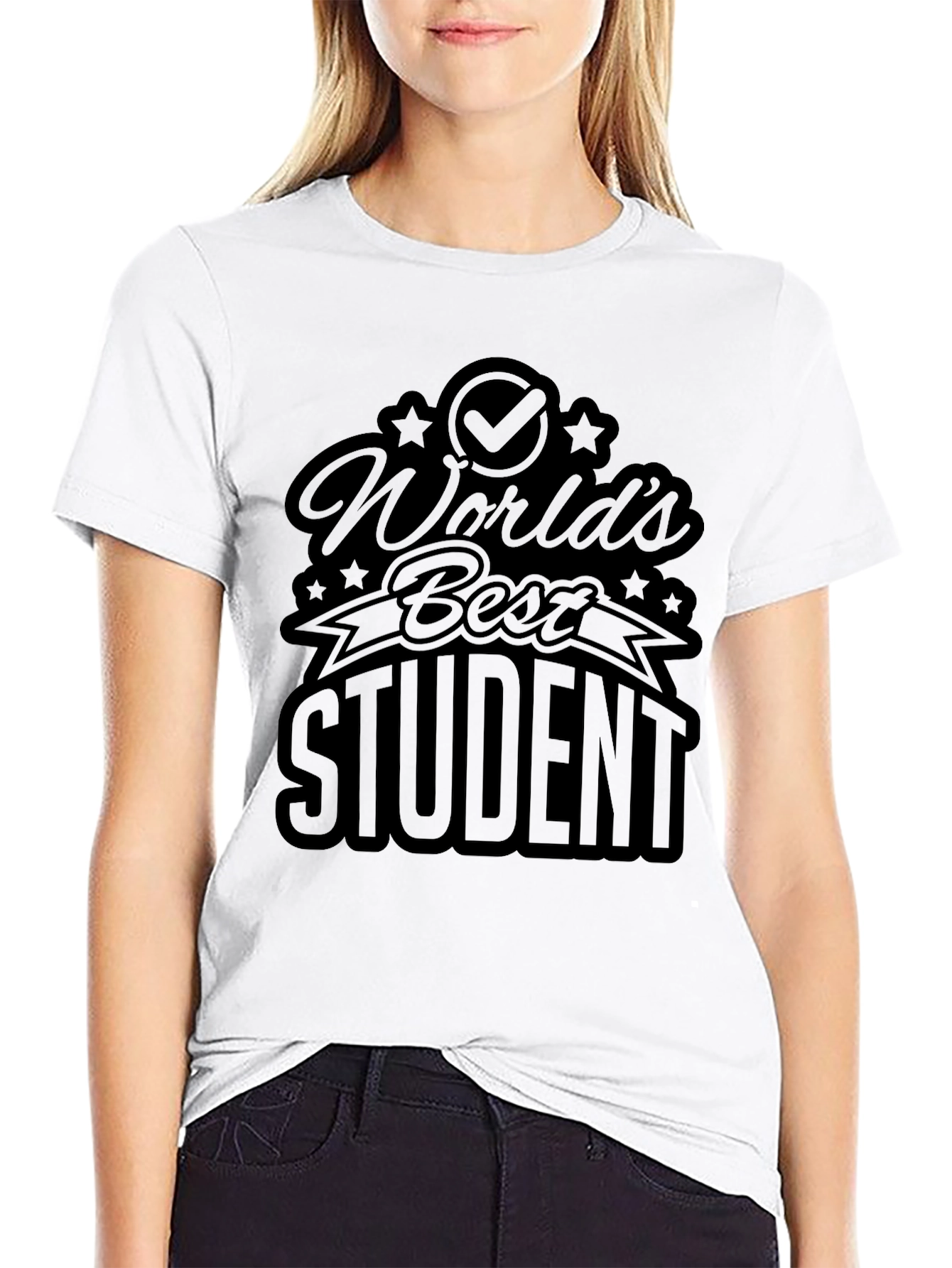 Worlds Best Student Black Graphic T-Shirt
