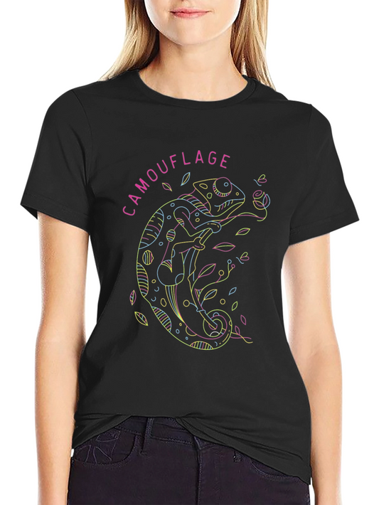 Chameleon Camouflage Graphic Tee - Unique Colorful Design