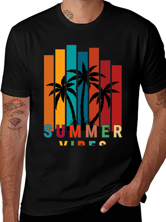 Summer Vibes Palm Tree Graphic Tee - Tropical Holiday Shirt