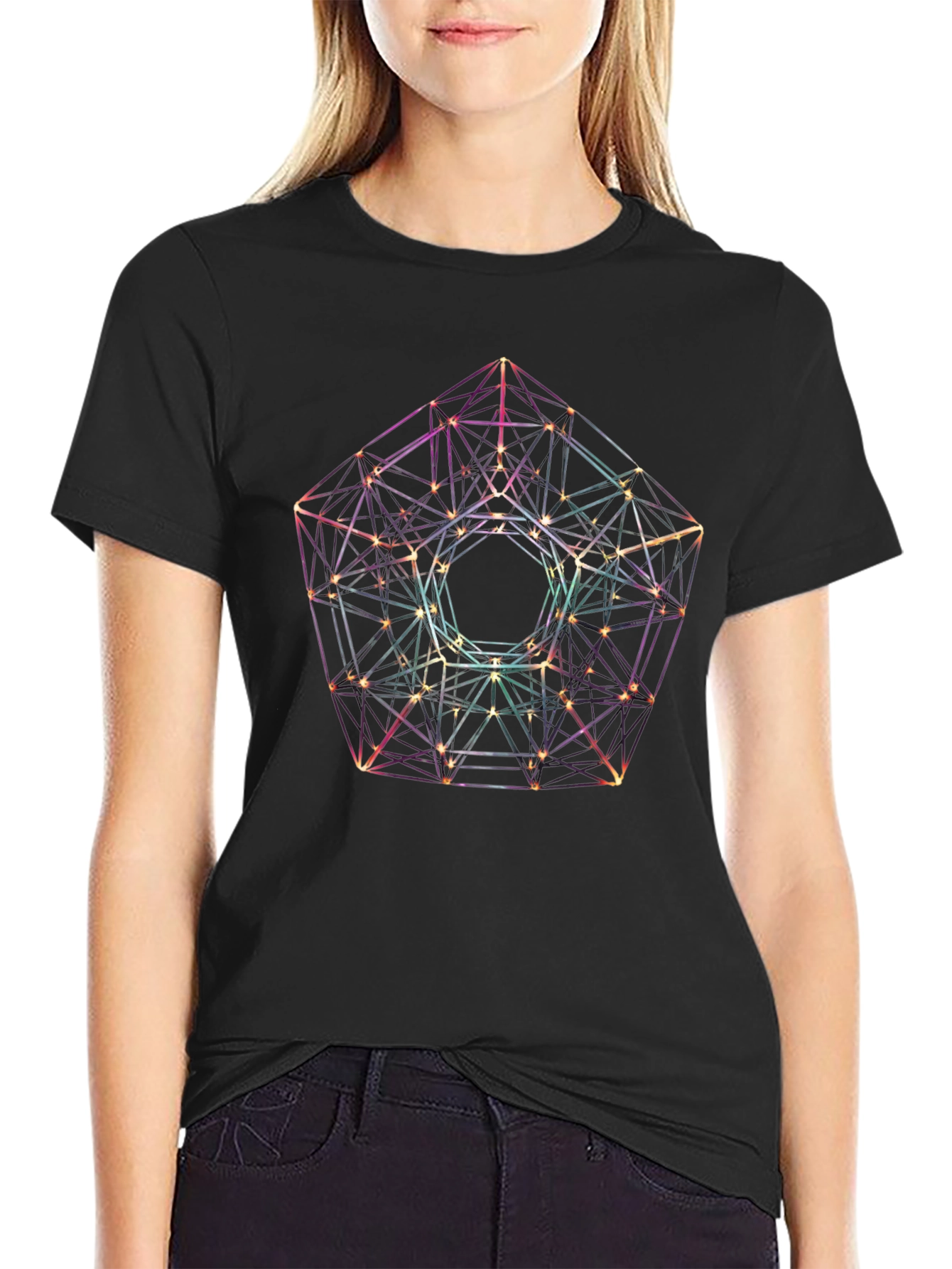 Geometric Design Black T-Shirt
