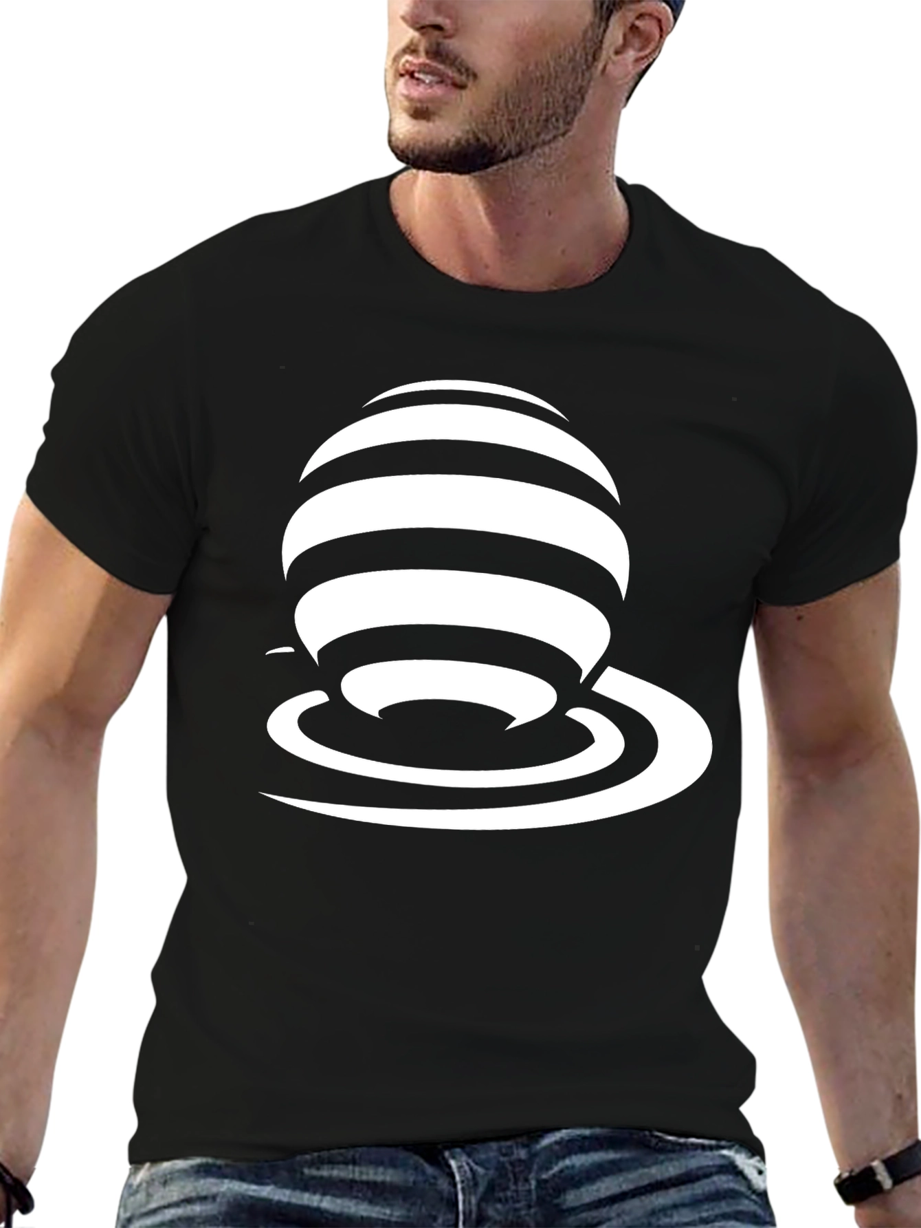 Stripped Sphere Graphic Tee - Modern Style