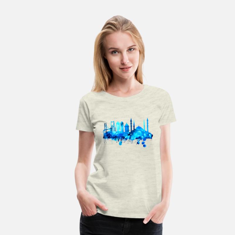 Istanbul Skyline Turkey Blue Mosque Colored Painte