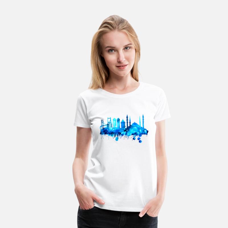 Istanbul Skyline Turkey Blue Mosque Colored Painte