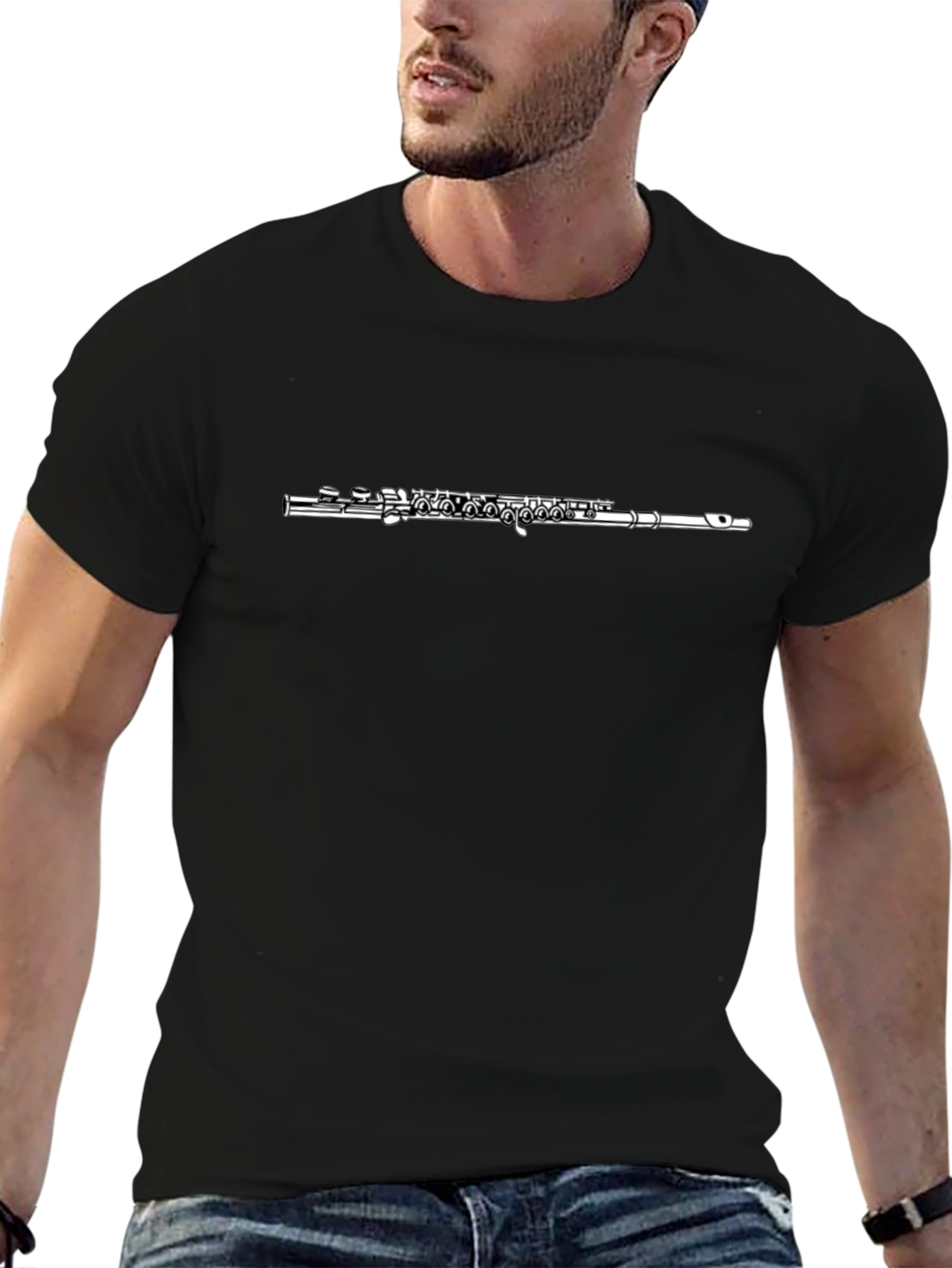 Flute Graphic Tee - Musicians Black T-Shirt