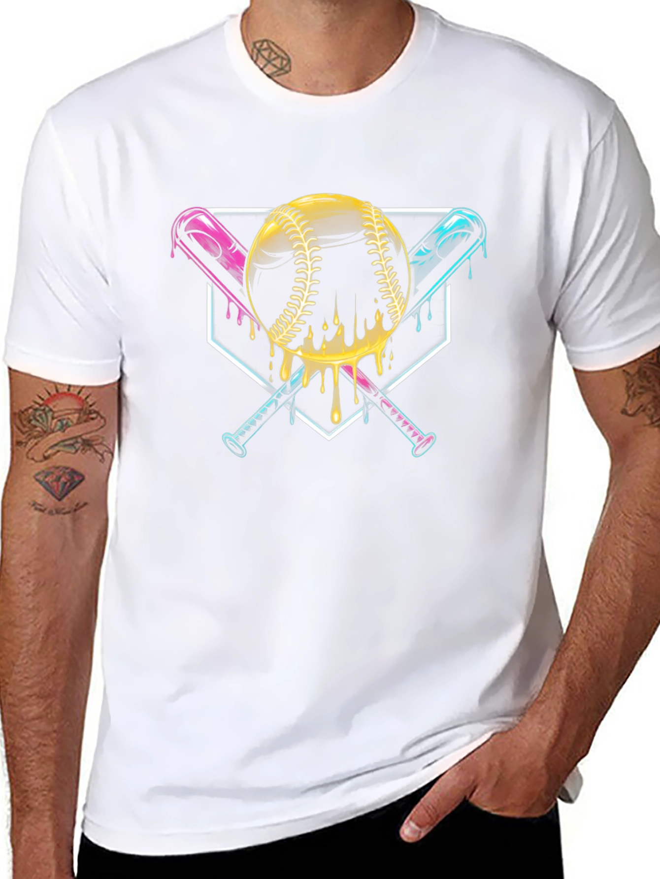 Dripping Baseball Bats Graphic Tee - Black