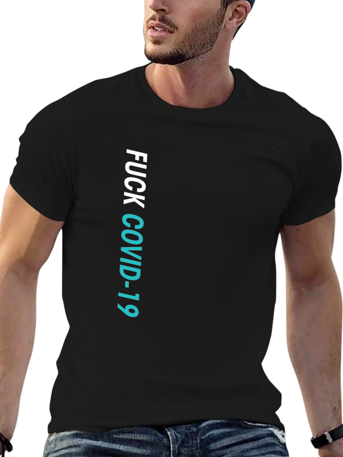 Fuck COVID-19 Graphic Tee - Black Crew Neck T-Shirt