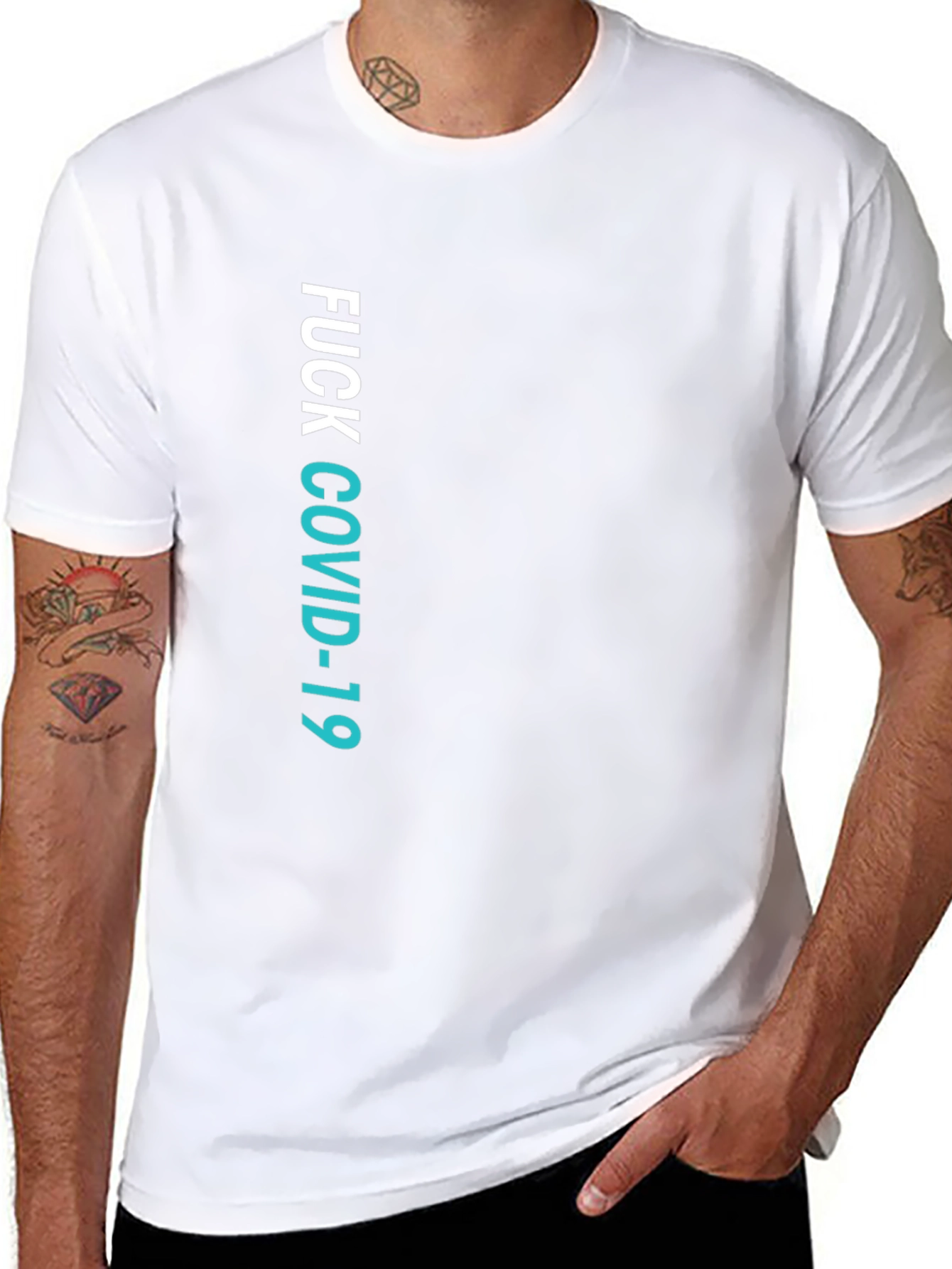Fuck COVID-19 Graphic Tee - Black Crew Neck T-Shirt
