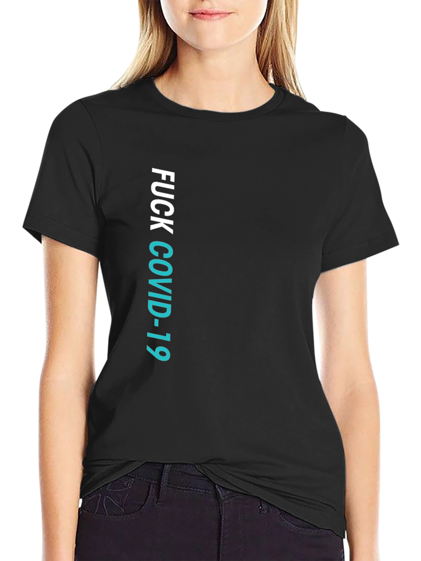 Fuck COVID-19 Graphic Tee - Black Crew Neck T-Shirt
