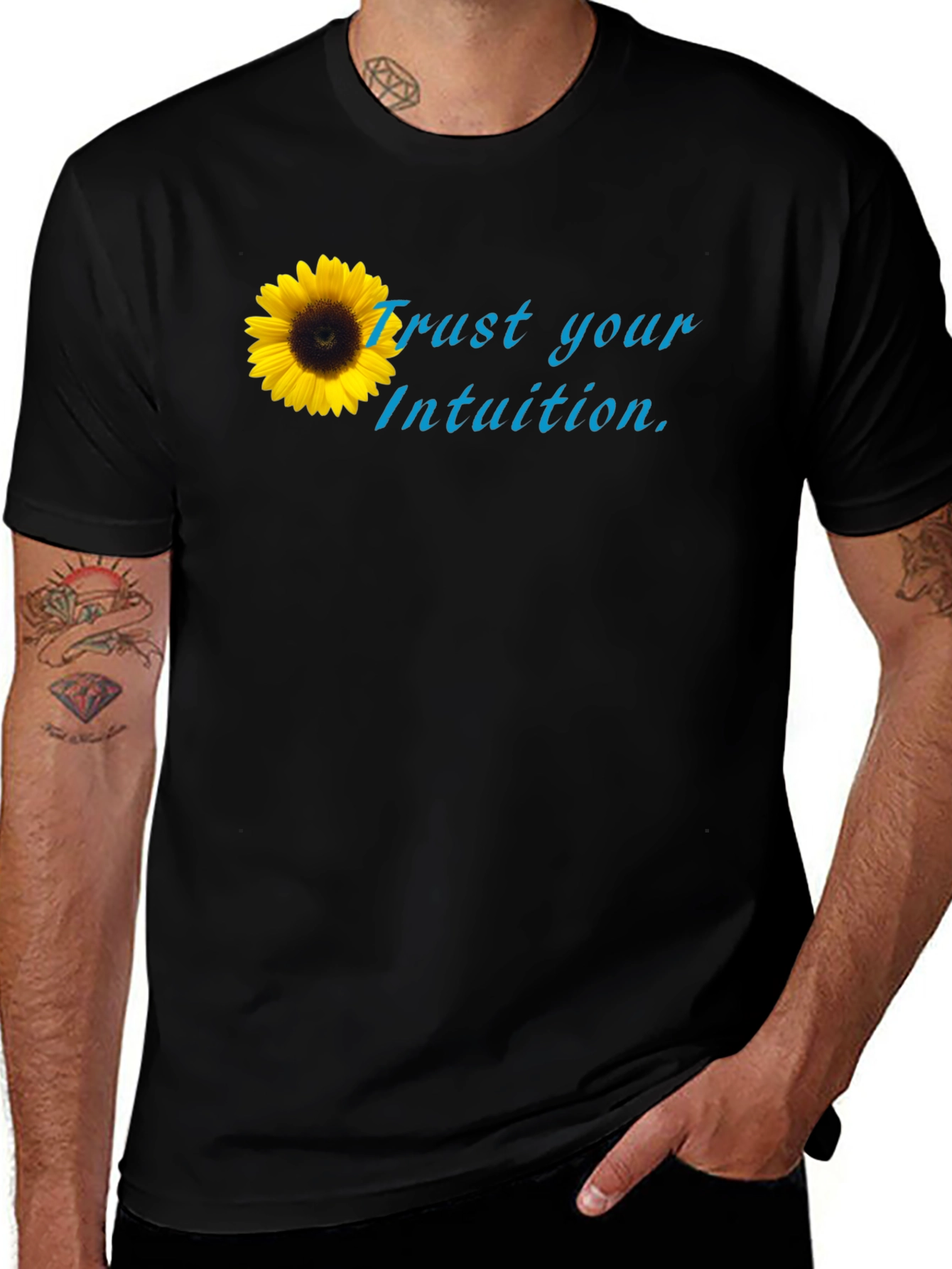Trust Your Intuition Sunflower Black Tee