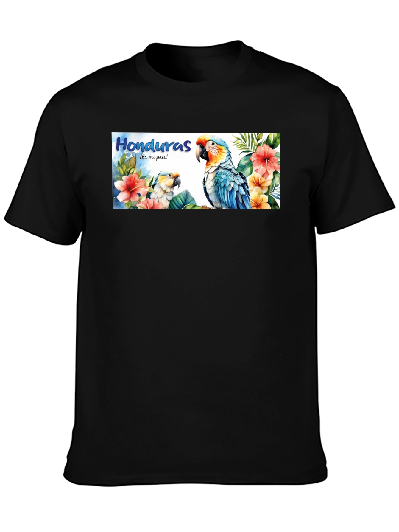Honduras Parrot Graphic Tee - Mens Black T-Shirt