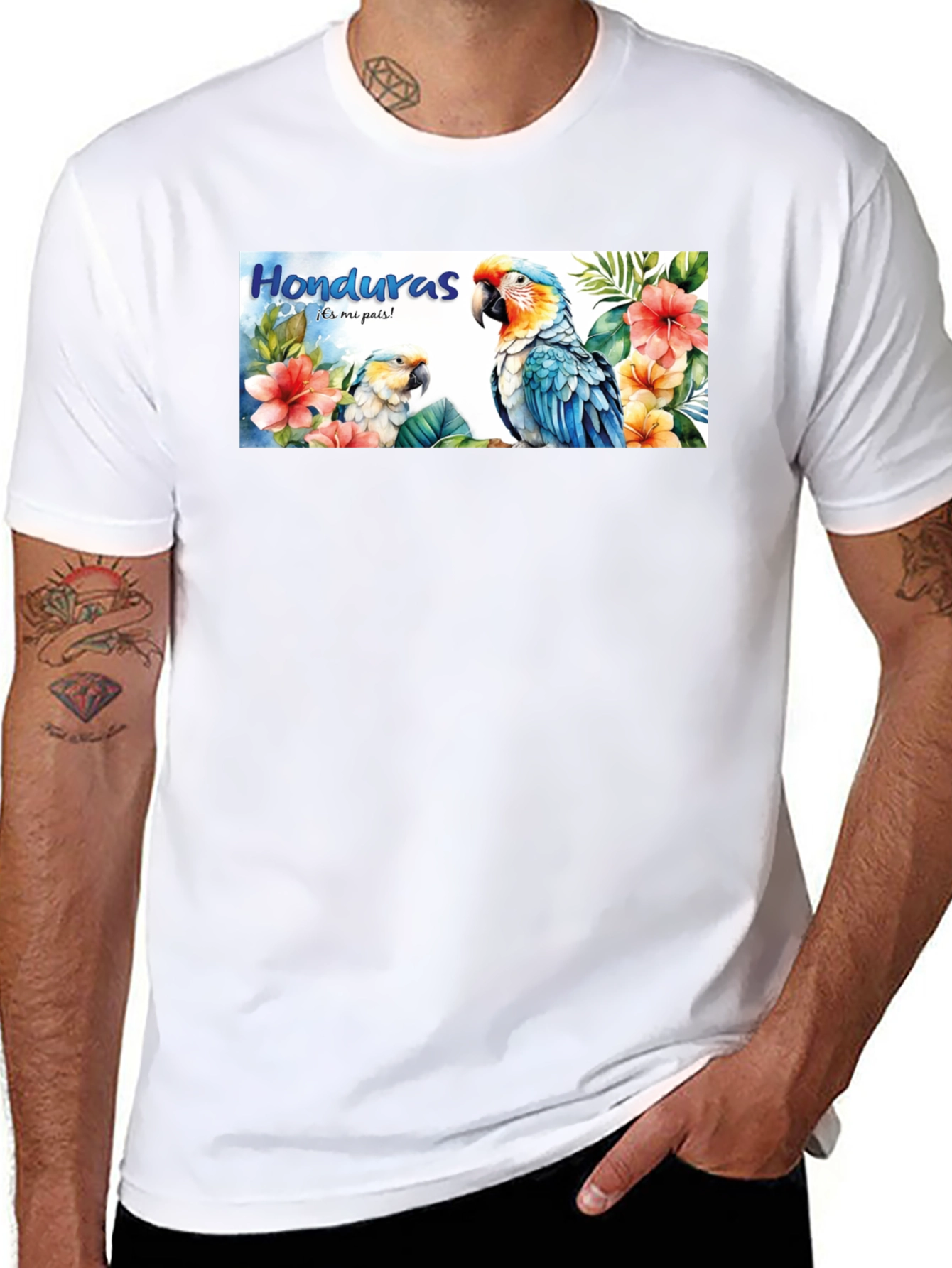 Honduras Parrot Graphic Tee - Mens Black T-Shirt