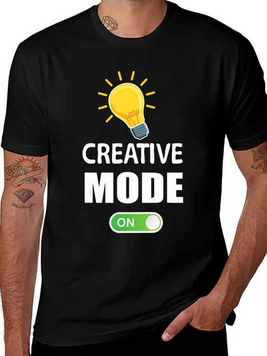 Creative Mode ON Graphic Tee - Black Cotton T-Shirt