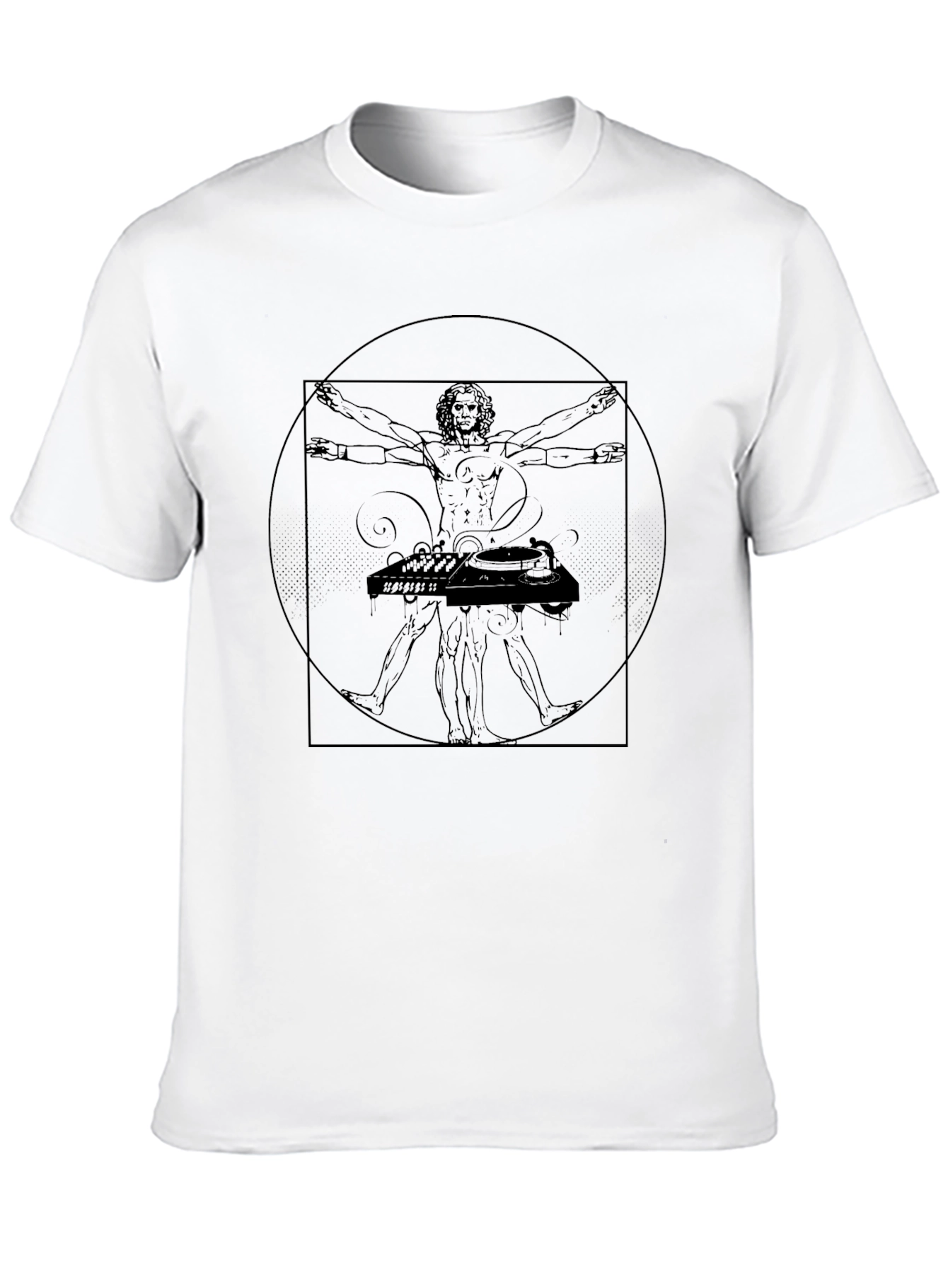 Vitruvian DJ Black T-Shirt - Artistic Musician Style