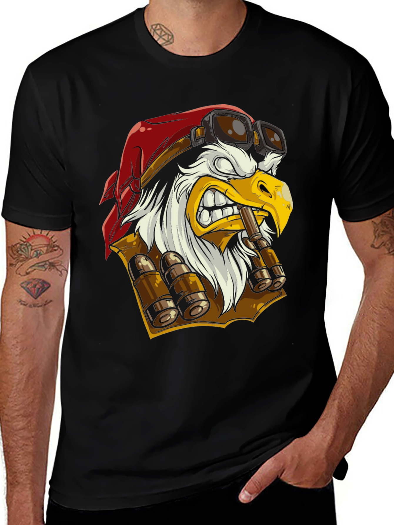 Eagle Pilot T-Shirt - Cartoon Graphic Tee