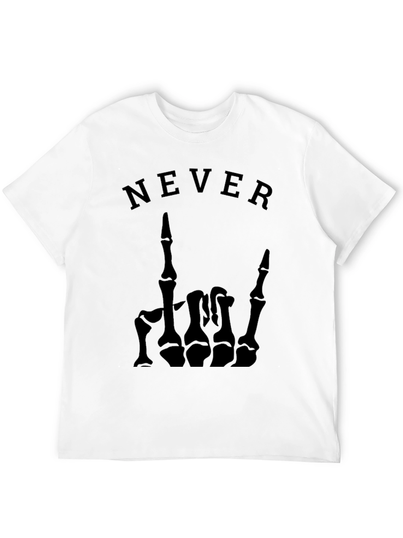Never Skeleton Hand Graphic Tee - Black T-Shirt