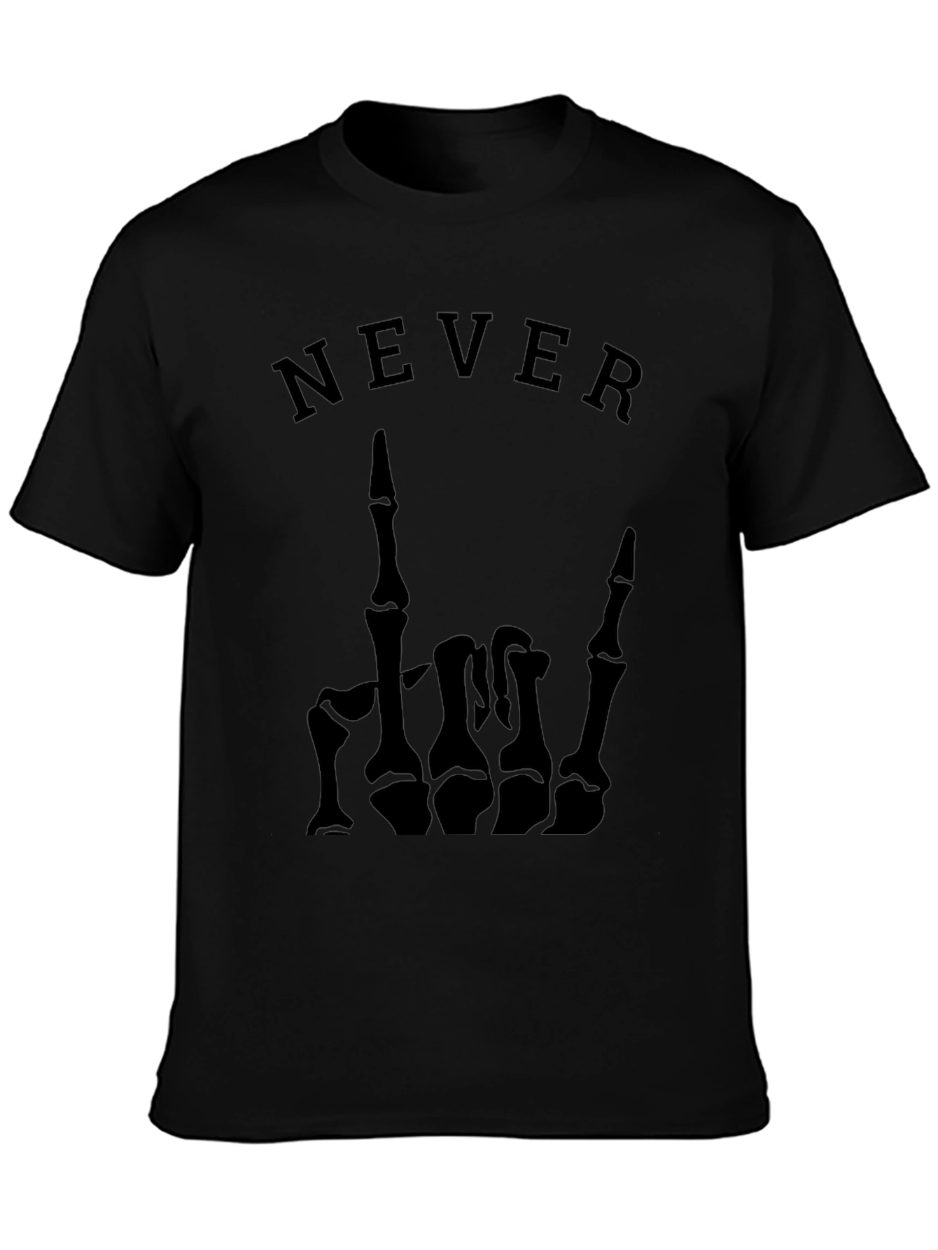 Never Skeleton Hand Graphic Tee - Black T-Shirt