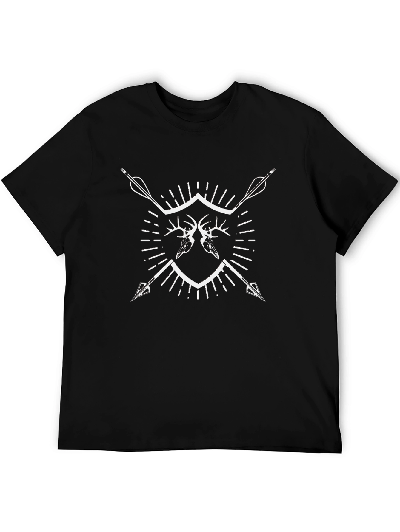 Mens Black Deer Antler Arrow Graphic Tee