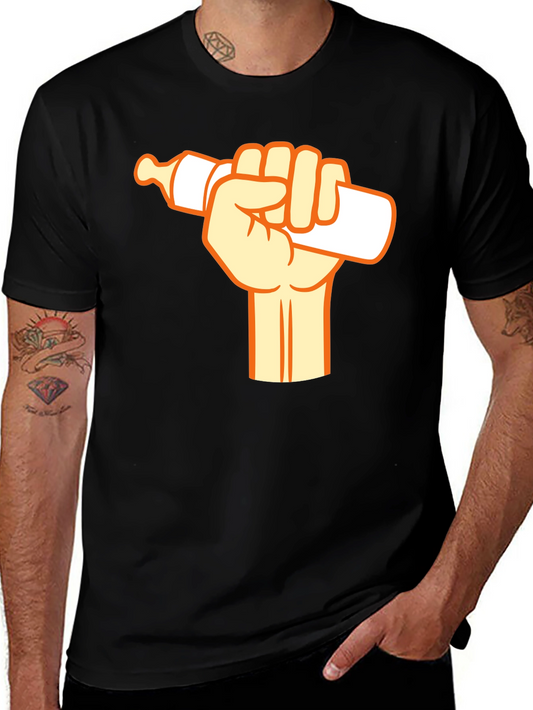 Baby Bottle Fist Black T-Shirt - Graphic Tee for Parents