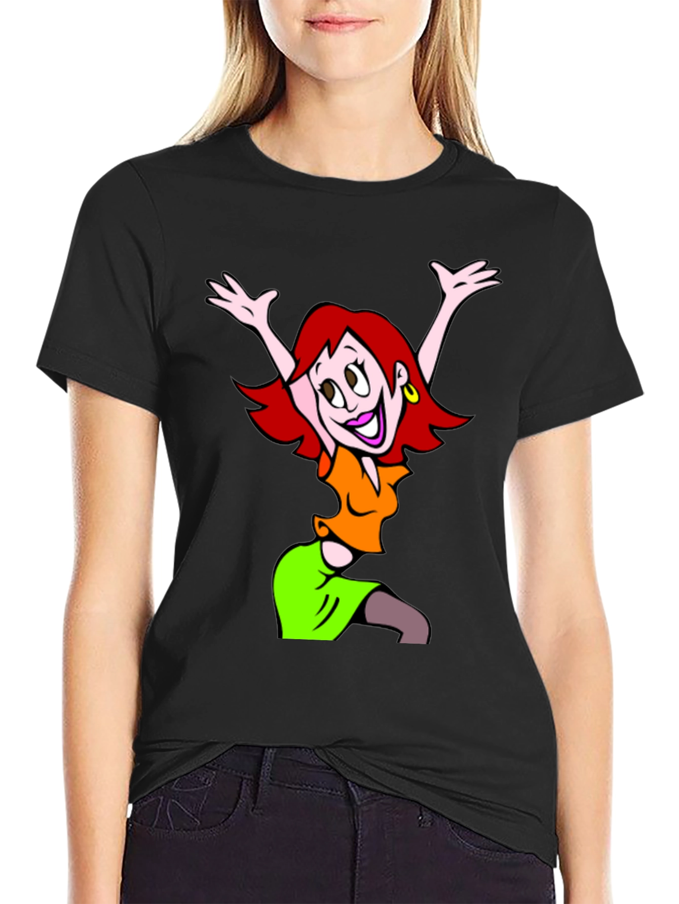 Cartoon Character Graphic Black T-Shirt