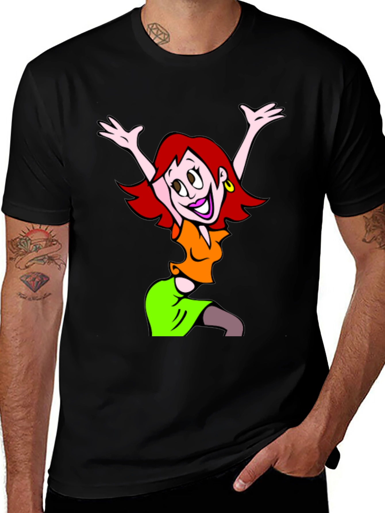 Cartoon Character Graphic Black T-Shirt
