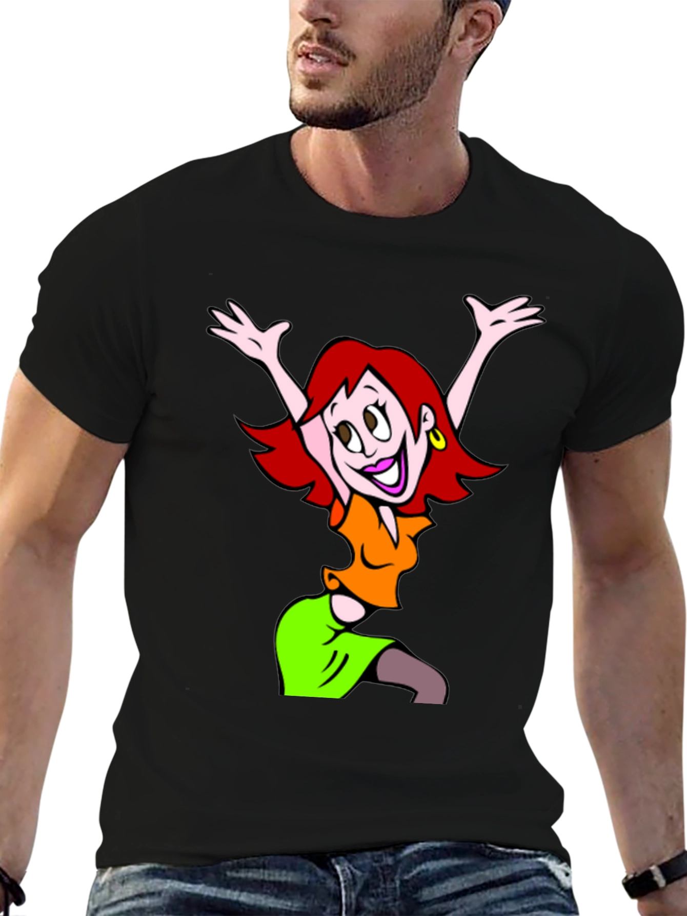 Cartoon Character Graphic Black T-Shirt