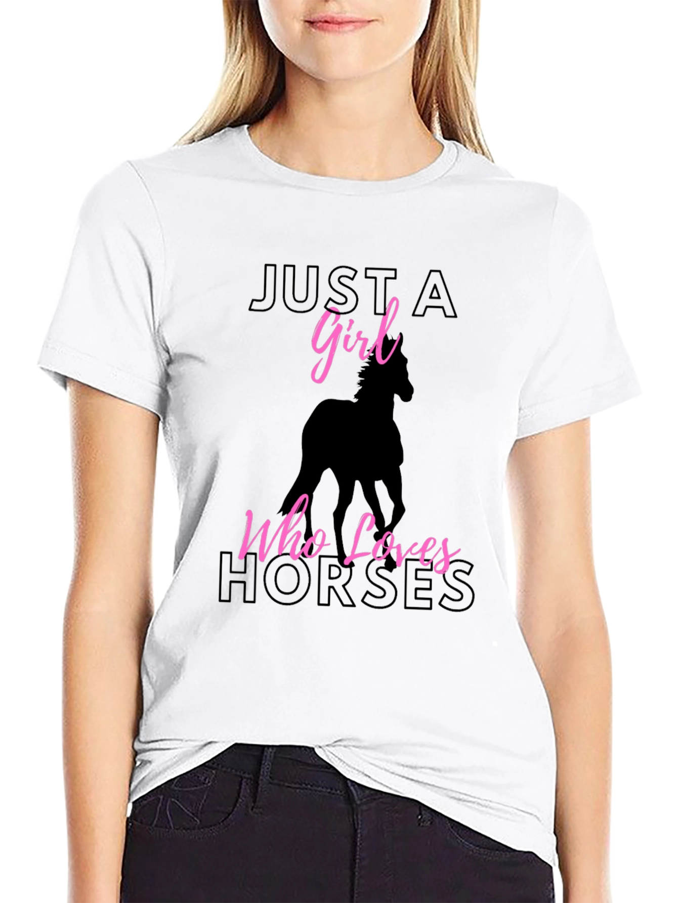 Just A Girl Who Loves Horses Black T-Shirt