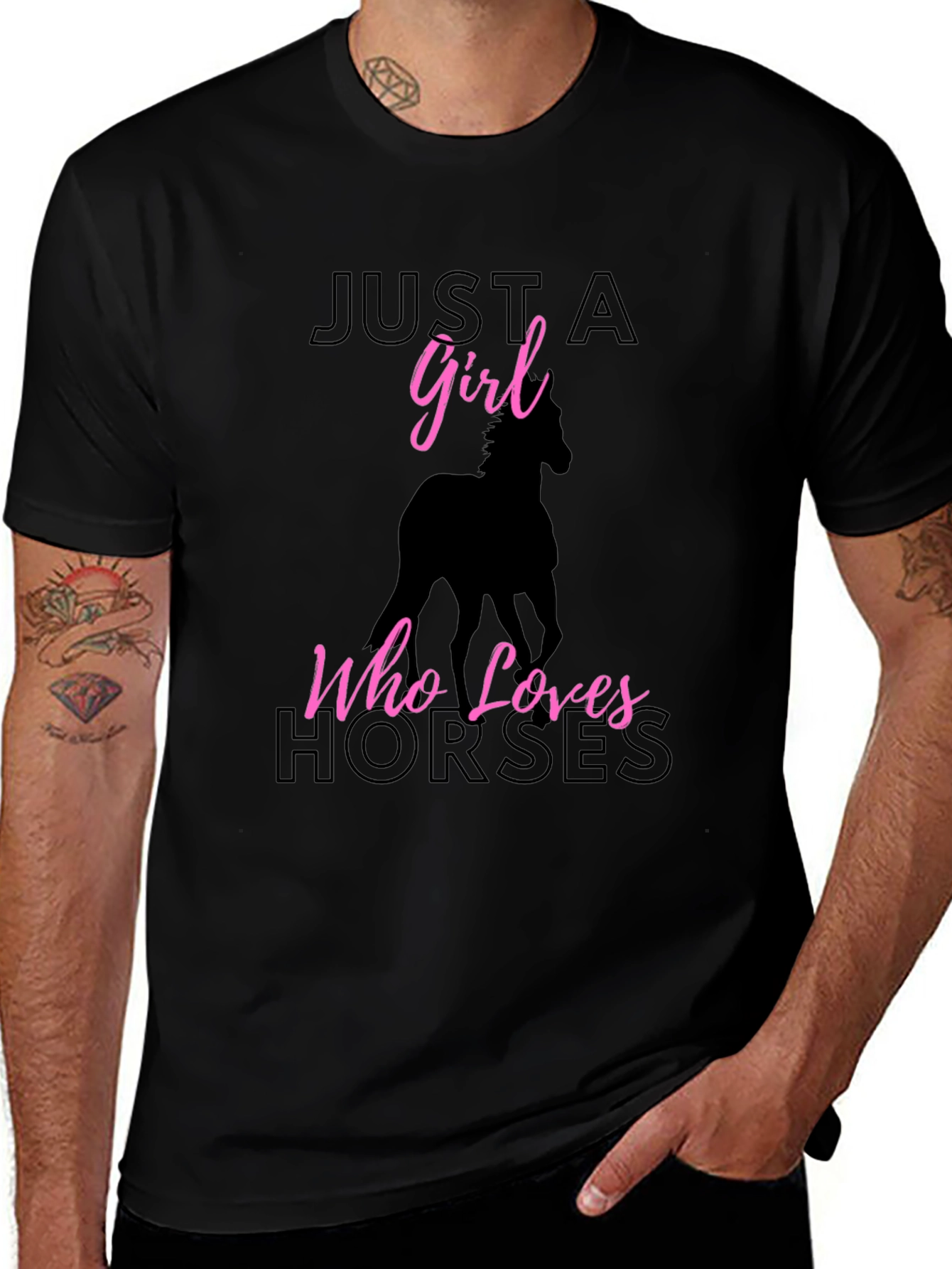 Just A Girl Who Loves Horses Black T-Shirt