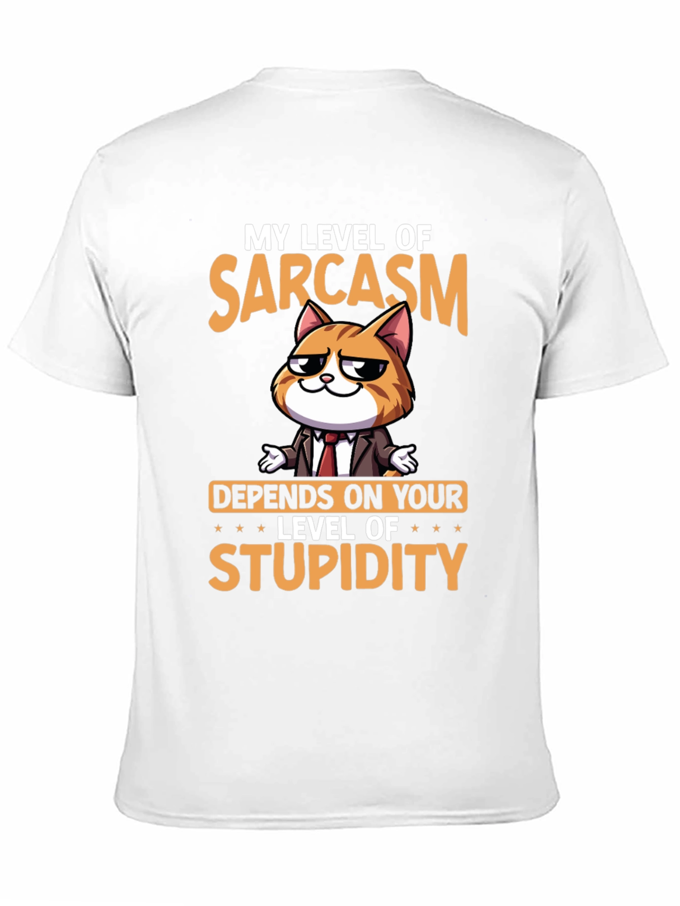 Sarcastic Cat T-Shirt - Level of Stupidity