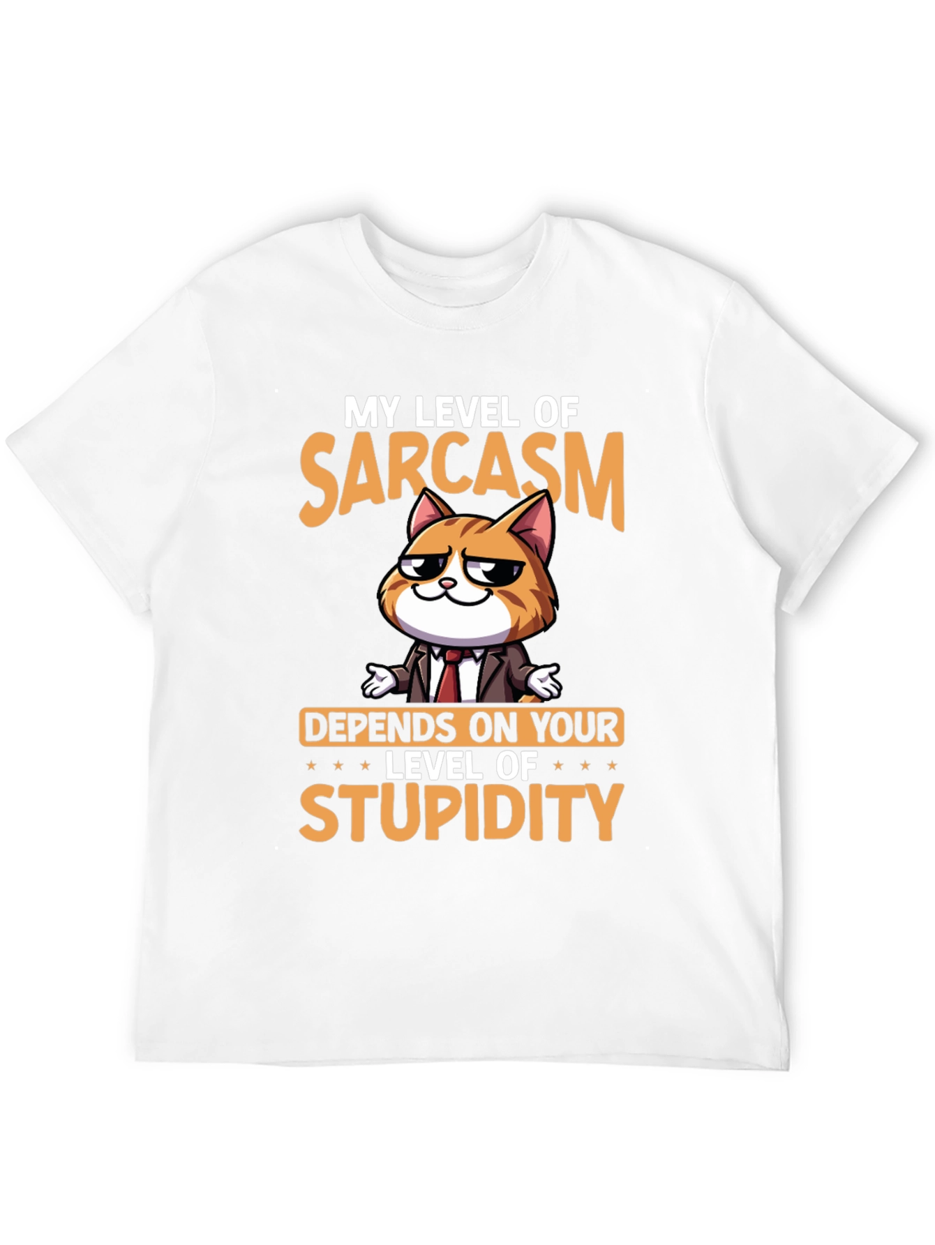 Sarcastic Cat T-Shirt - Level of Stupidity