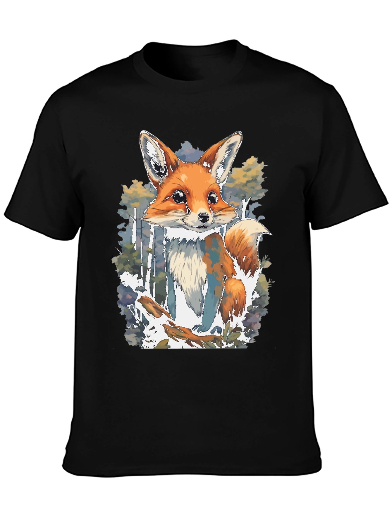 Fox Graphic Print Black T-Shirt