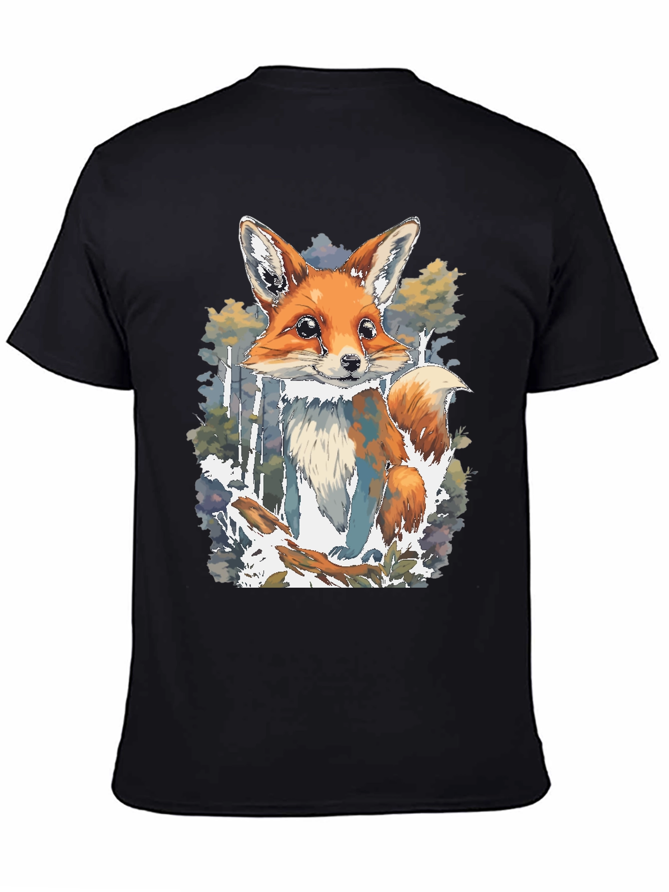 Fox Graphic Print Black T-Shirt